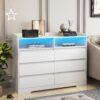 6 Drawer Dresser For Bedroom With LED Lights, Sturdy Frame - White - Image 8