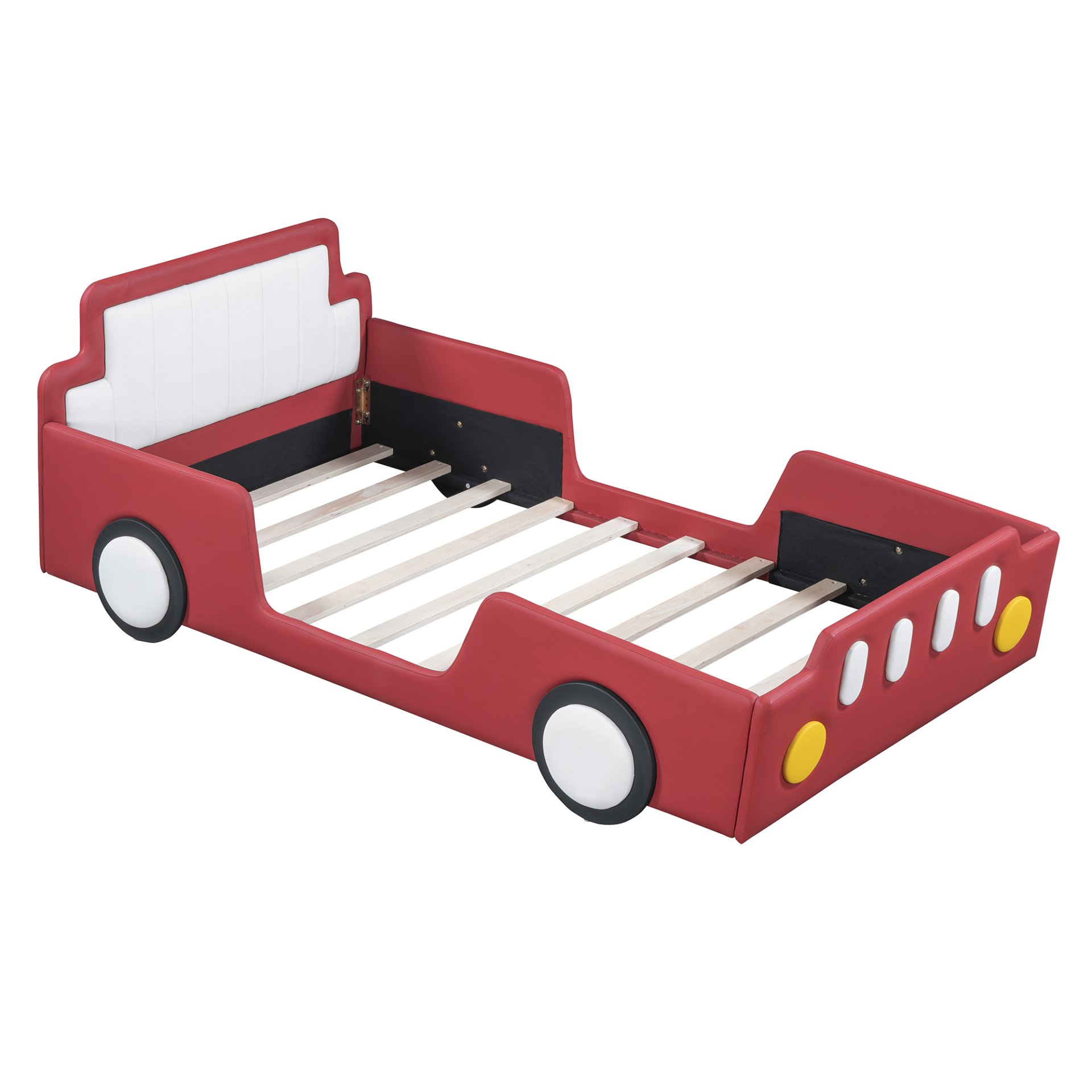 Twin Size Race Car Shaped Platform Bed & Wheels - Red - Image 10