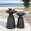 Serenita - Outdoor Iron Side Tables With Flared Design, (Set of 2) - Black - Image 2