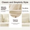 Comfortable Deep Seated Sofa With Pillows, Cloud Velvet Polyester - Beige - Image 8