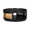 Wooden Mid-Century Modern Coffee Table, Round Cane Coffee Table With Side For Living Room - Dark Brown - Image 11
