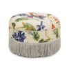 Yolanda - Tropical Floral Round Upholstered Accent Ottoman - Beige / Ivory - Image 10