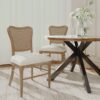 Classic Retro Dining Chair (Set of 2) With Rattan Backrest - Dark Brown / Beige - Image 4