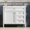 Bathroom Vanity With Top Sink, Modern Bathroom Storage Cabinet 2 Drawers And A Tip-Out Drawer, Single Sink Bathroom Vanity - White - Image 18