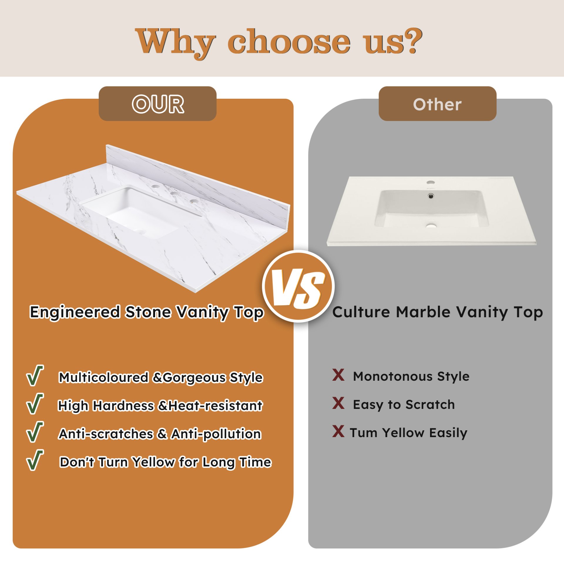 Elegant Marble Vanity Top, 43" Bathroom Vanity With Undermount Sink Sintered Stone, Bianco Carrara Venato - White - Image 6