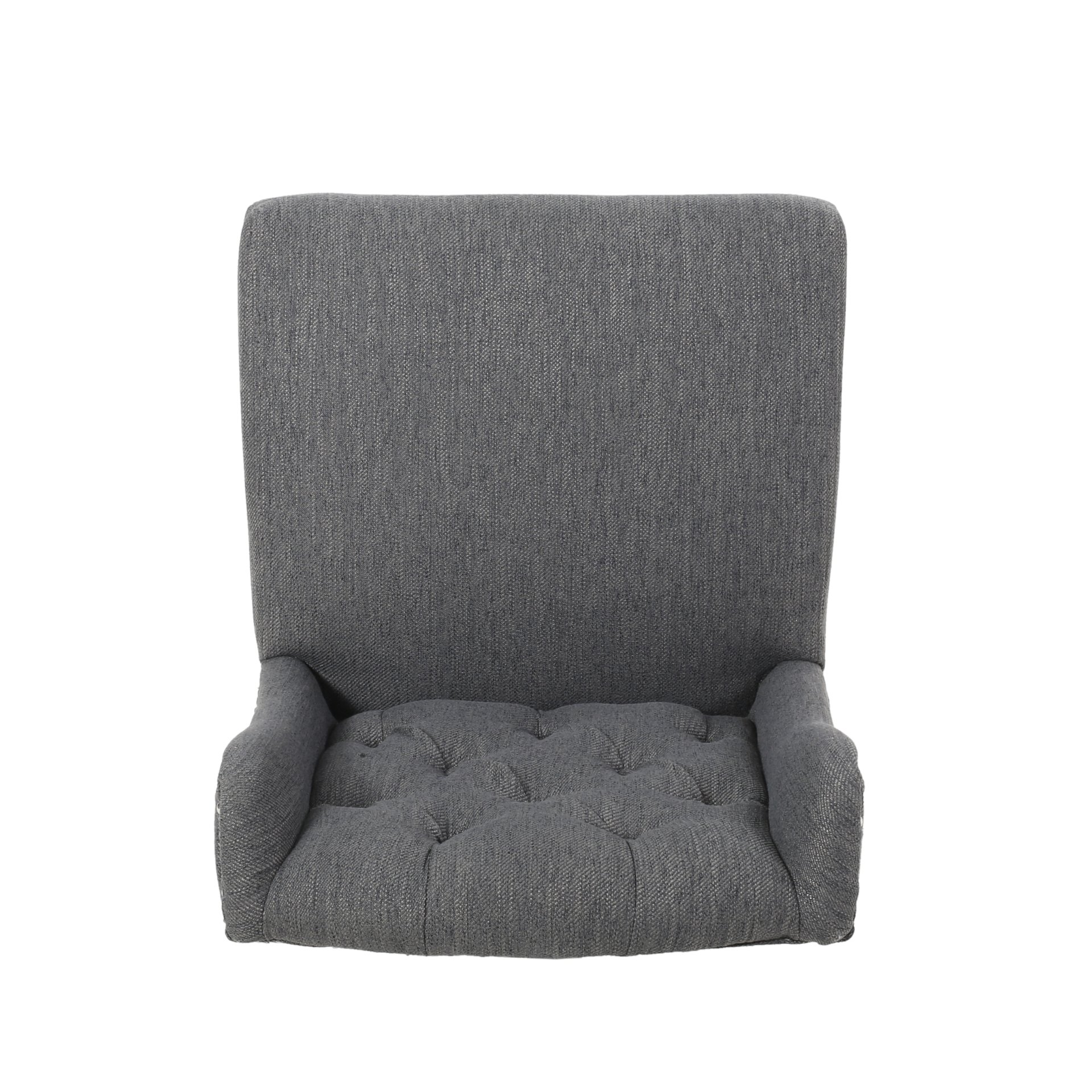 Vienna - Contemporary Fabric Tufted Wingback 27" Counter Stools, (Set of 2) - Charcoal / Dark Brown - Image 9