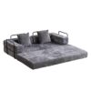 Floor Couch, Compression Sofa, Convertible Floor Sofa Bed & Pillow Back Support Armrest - Dark Gray - Image 14