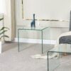 Tempered Bent Glass Sidetable, Transparent End Table, Sofa Table, Premium Glass, Multi Purpose Design - Transparent - Image 4