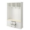 Hall Tree With 3 Hooks, Coat Hanger, Entryway Bench, Storage Bench, 3 In 1 Design, For Entrance, Hallway White - White - Image 10