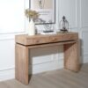 Rustic Wood Console Table With 3 Drawers Entryway Table For Hallway, Foyer, Or Office - Natural / Natural & Light Brown / Natural Wood / Natural Wood Wash / Natural / Rustic - Image 4