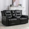 Home Theater Recliner Set Manual Recliner Chair With Wide Armrest, Two Built-In Cup Holders For Living Room - Black - Image 17