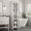 Wooden Bathroom Floor Storage Cabinet With 2 Doors And 6 Shelves - White - Image 8