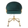 Claire - Contemporary / Glam Task Chair - Gold / Green - Image 5