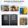 Outdoor Storage Shed With Floor Resin Shed With Two-Window, Waterproof, Lockable Doors For Patio, Yard, Lawn - Black - Image 8