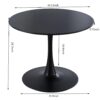 Tulip Table Mid-Century Dining Table For 4-6 People With Round MDF Table Top, Pedestal Dining Table, End Table Leisure Coffee Table - Black - Image 3