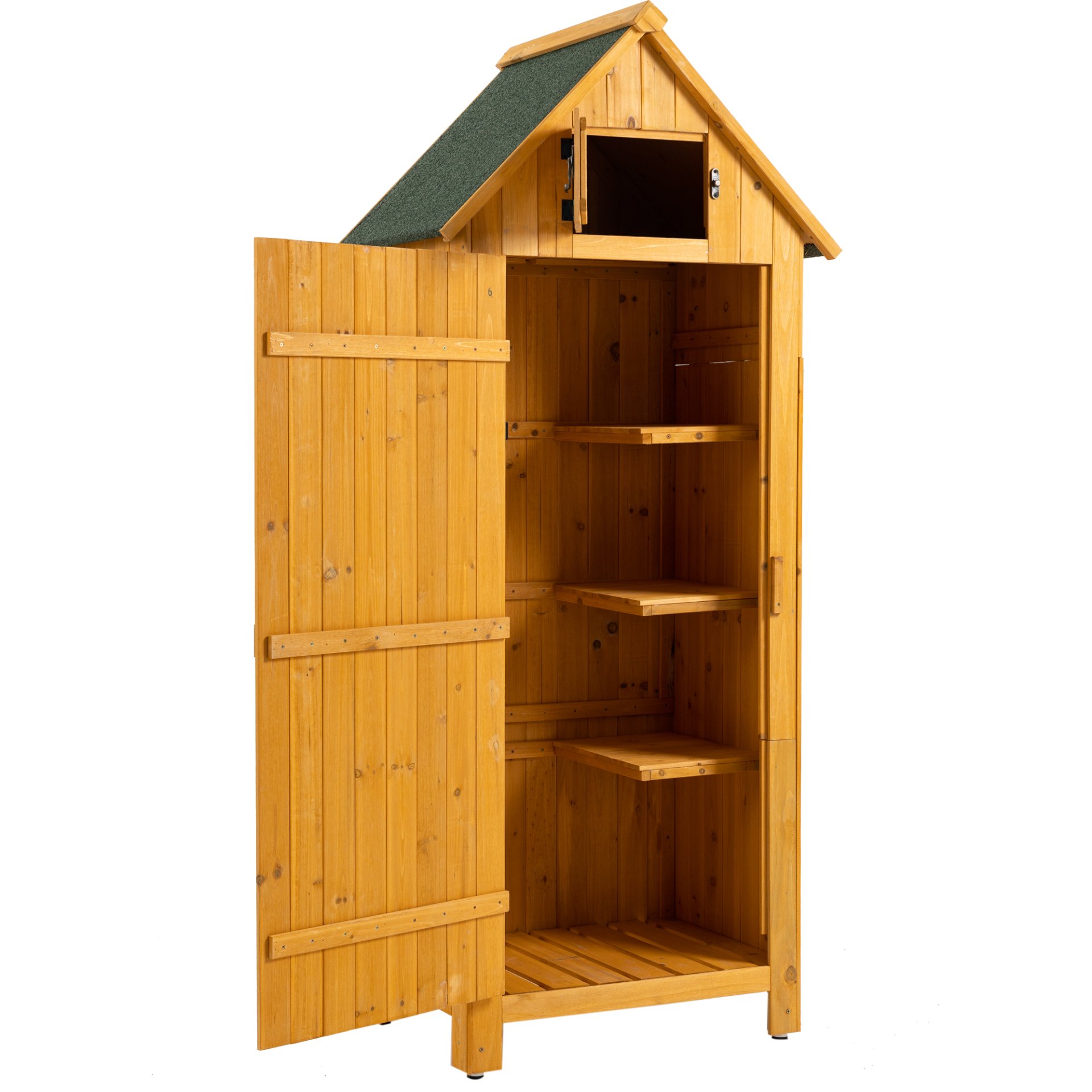 Outdoor Storage Cabinet Tool Shed Wooden Garden Shed - Natural - Image 7