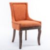 Ultra Side Dining Chair,Thickened Fabric Chairs With Neutrally Toned Solid Wood Legs, Bronze Nail Head (Set of 2) - Orange - Image 5