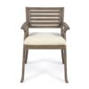 Helen - Outdoor Acacia Wood Dining Chair (Set of 2) - Gray / Creme - Image 5