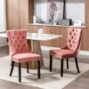 Nikki - Modern, High-End Tufted Solid Wood Contemporary Velvet Upholstered Dining Chair With Wood Legs Nailhead Trim (Set of 2) - Pink - Image 15