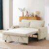 Pull Out Sofa Bed Convertible Couch 2 Seat Loveseat Sofa Modern Sleeper Sofa With 2 Throw Pillows And USB Ports For Living Room - Beige - Image 11