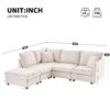 Modern Sectional Sofa With Vertical Stripes, 2 Pillows, 5 Seat Couch With Convertible Ottoman, Various Combinations, L-Shape Indoor Furniture - Beige - Image 24