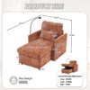 Multifunctional Chenille Recliner Sofa With Storage And Phone Bracket For Living Room Or Bedroom - Orange - Image 3