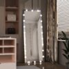 Hollywood - Full Length Mirror With Lights Full Body Vanity Mirror With 3 Color Modes Lighted Standing Floor Mirror For Dressing Room Bedroom Wall Mounted Touch Control - Silver - Image 3