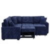 L-Shape Sofa Bed Pull-Out Sleeper Sofa With Wheels, USB Ports, Power Sockets For Living Room - Navy Blue - Image 20