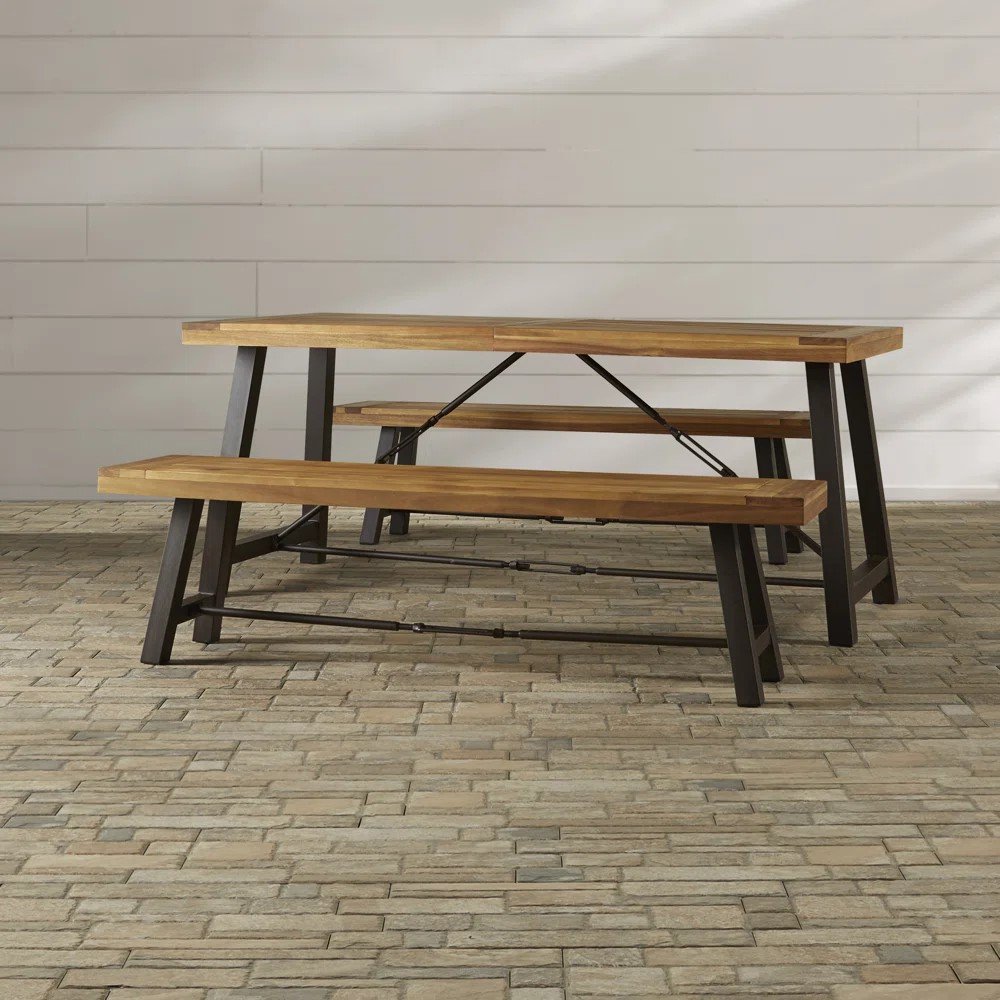 Catriona - 3 Piece Wood Outdoor Dining Set - Teak - Image 11