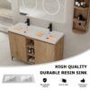 Elegant 48" Freestanding Bathroom Vanity With Double Resin Sink And Storage Rack Soft Close Doors - Imitative Oak - Image 6