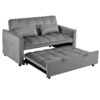 Convertible 3 In 1 Sofa Bed With Reclining Backrest And Pillows - Dark Gray - Image 6