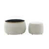 Round Storage Ottoman, 2 In 1 Function End Table And Ottoman With Small Seat - Light Gray - Image 11