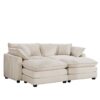Light Corduroy 2 Seater Sofa With Ottoman Sofa Bed Functionality For Small Living Spaces - Beige - Image 14