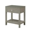 Dylan - Wooden End Side Table Nightstand With Glass Top And Drawer - Taupe - Image 7