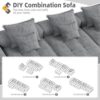 Modern Oversized Modular Sectional Sofa, Sparkling Fabric Soft Cushion Sofa With 6 Pillows, 6 Pieces Diy Combination Tufted Sofa, No Assembly Required - Gray - Image 15