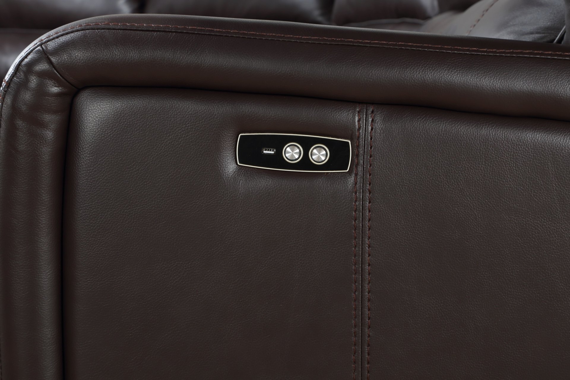 Saul - Faux Leather Power Recliner Sectional Sofa With USB Port Cupholder Console - Espresso - Image 10