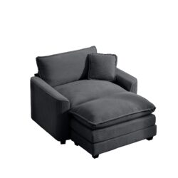 Classic Modern Deep Seat Sofa With Footstool And Pillow Corduroy Living Room & Bedroom - Gray