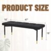 Multifunctional Shoe Bench, Sturdy Metal Legs With Gold Accents - Black - Image 3