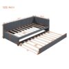 Upholstered Daybed With Trundle Twin Size Sofa Bed Frame No Box Spring Needed, Linen - Gray - Image 13