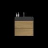 Alice - U090-Alice24W-106 Natural Oak Bathroom Vanity With Sink, Large Storage Wall Mounted Floating Bathroom Vanity For Modern Bathroom, One-Piece Black Sink Basin Without Drain - Light Oak - Image 4