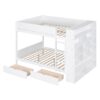 Full Over Full Bunk Bed With 2 Drawers And Multi-Layer Cabinet - White - Image 3