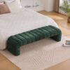 Modern Upholstered Armless Bed Bench With Channel Tufting Chenille - Green - Image 3