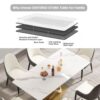 70.84" Modern Artificial Stone Panel Double-Ring Stainless Steel Metal Legs, Can Accommodate 6-8 People - White / Gold - Image 7