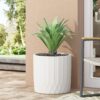 Planter With Subtle Pleated Design - Antique White - Image 5