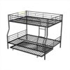Full Long Over Queen Metal Bunk Bed With Trundle - Black - Image 5