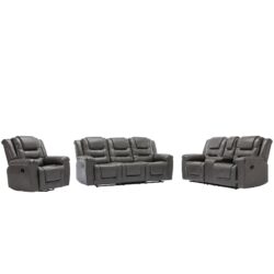 Home Theater Recliner Set Manual Recliner Chair With Wide Armrest, Two Built-In Cup Holders For Living Room - Gray