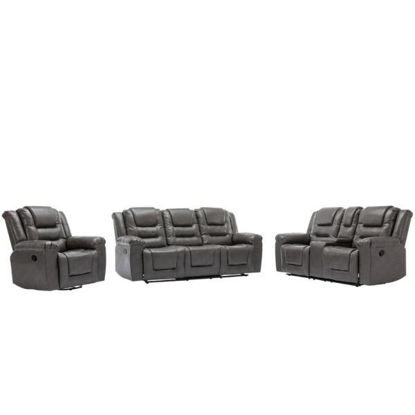 Home Theater Recliner Set Manual Recliner Chair With Wide Armrest, Two Built-In Cup Holders For Living Room - Gray