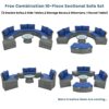 10 Piece Outdoor Sectional Half Round Patio Rattan Sofa Set, Wicker Conversation Furniture Set For Free Combination - Blue - Image 10