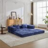Convertible Floor Sofa Bed With Fixed Shape Frame, Loveseats Boneless Modular Sectional, For Living Room - Dark Blue - Image 15