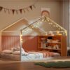 Full Size Bed House Frame With Shelves And Lights - White - Image 16